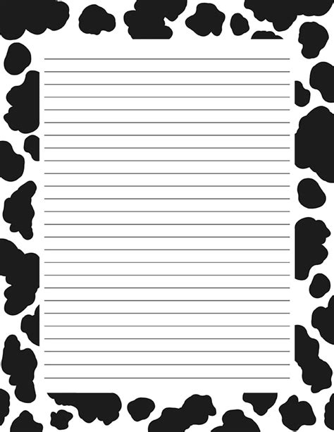 Free printable cow print stationery in JPG and PDF formats. The stationery is available ...