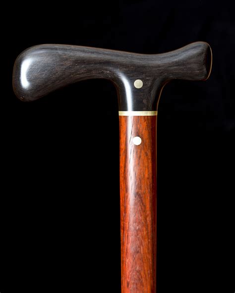 Custom Made Handmade Walking Cane In Brass With Blackwood And Padauk Wood - Walking Stick, Gift ...