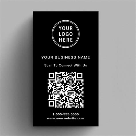 Modern Connect With Us Logo QR Code Black Business Card | Zazzle | Black business card, Vertical ...