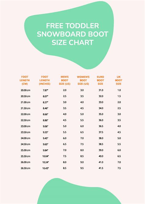 Kids Snowboard Size Chart in PDF - Download | Template.net