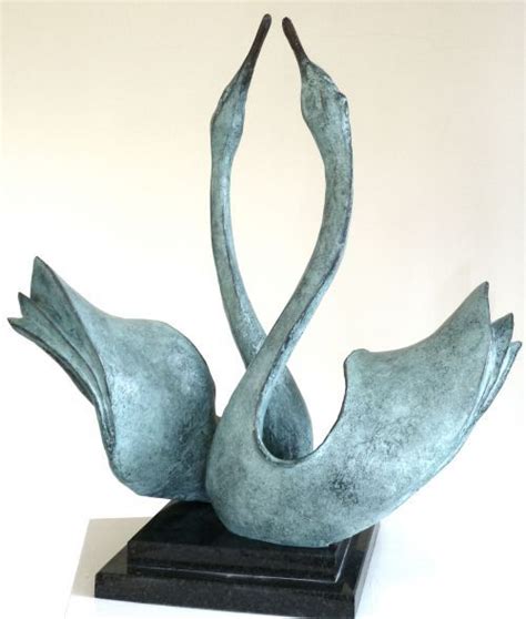 'Swanlake (Bronze Abstract Mating Swans sculpture)' by Gill Brown