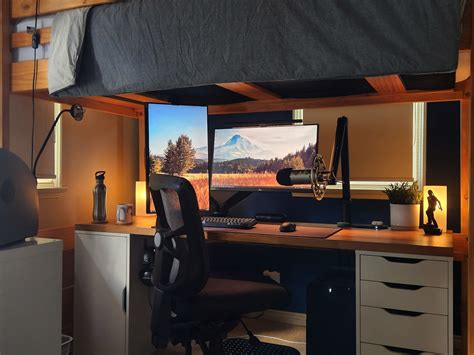 Small Loft Bed Desk Setup