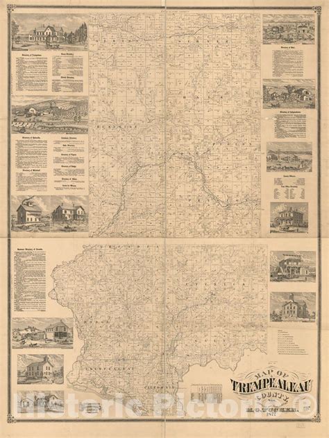 Historic 1877 Map - Map of Trempealeau County, WIS. | Old map ...