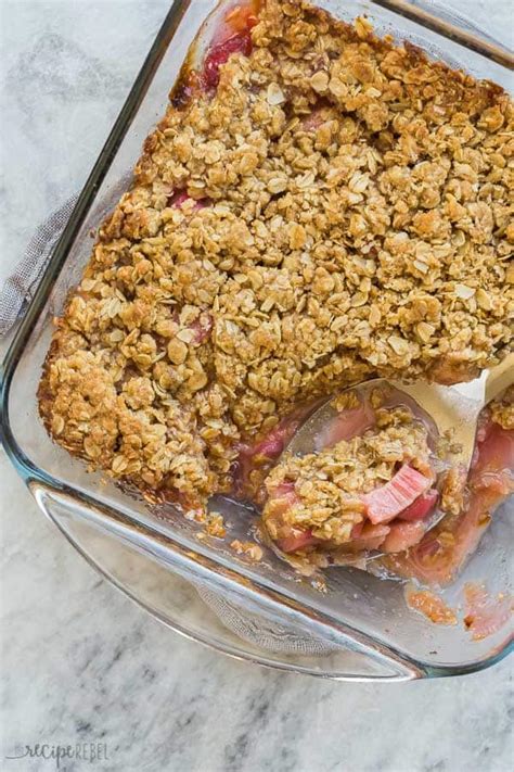 Rhubarb Crisp Recipe + VIDEO (with crunchy brown sugar streusel!)