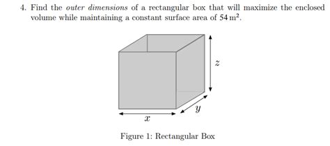 Solved 4. Find the outer dimensions of a rectangular box | Chegg.com