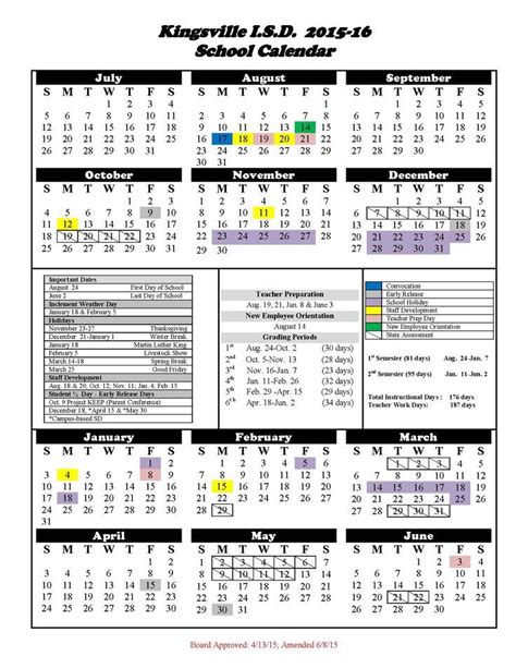 School calendar, K12 school, Calendar