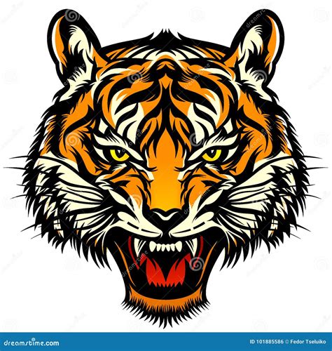 Roaring tiger head stock illustration. Illustration of nature - 101885586