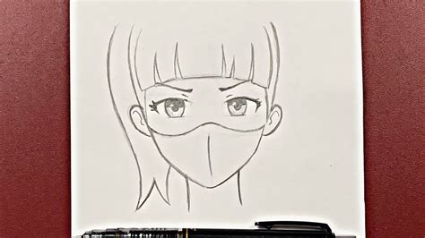 Easy anime drawing | how to draw anime girl wearing a mask easy step-by-step - YouTube