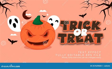 Halloween Trick or Treat Text Effect Font Type Vector Background Stock Illustration ...