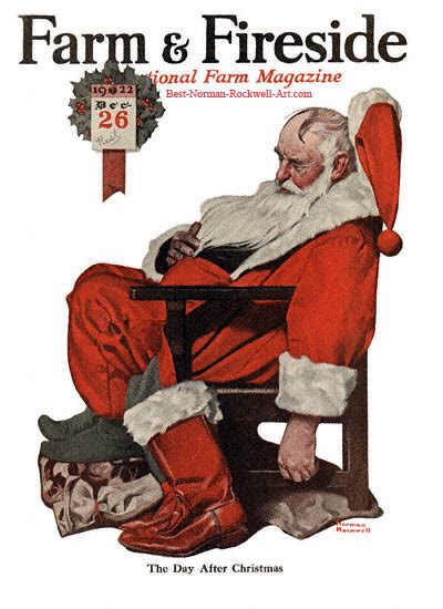 Santa Napping, the 12/1922 Norman Rockwell Farm and Fireside Cover