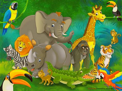 Jungle Animals Drawing HD Wallpaper | Wallpaper Pic Collections