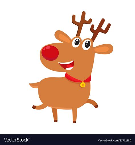 Cute cartoon reindeer with red nose surprised Vector Image