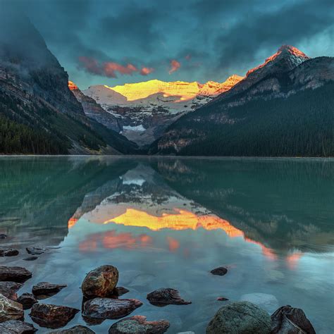 Dramatic Lake Louise Sunrise Photograph by Sqwhere Photo