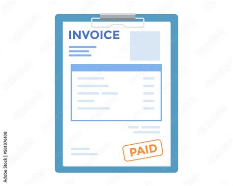 invoice with paid stamp in clipboard Stock Vector | Adobe Stock