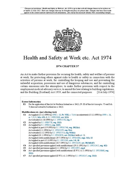 The Health and Safety at Work Act 1974 (HASAWA) | PDF