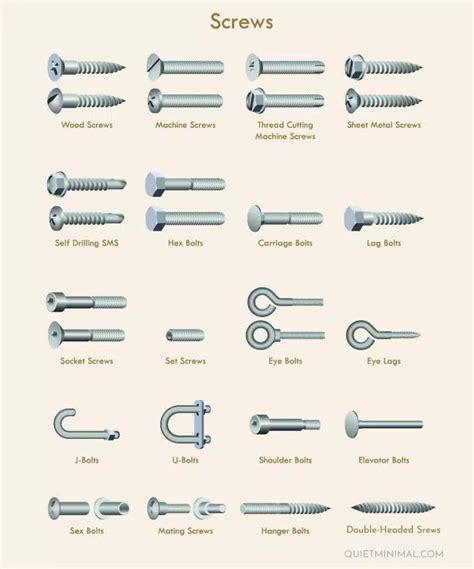 Different Types Of Screws And Their Uses -Charts Pictures, 53% OFF