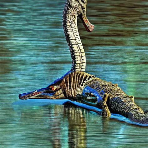 curious indian gharial teaching baby indian gharials | Stable Diffusion