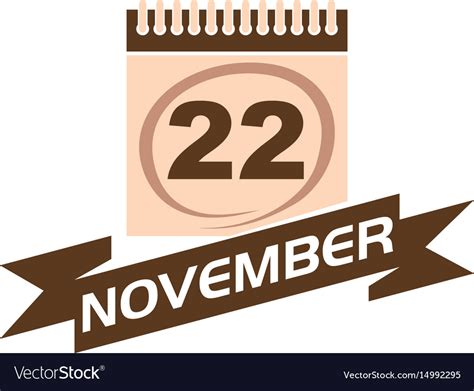 22 november calendar with ribbon Royalty Free Vector Image