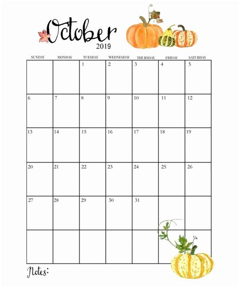 Cute October 2019 Calendar Printable | October calendar, October ...