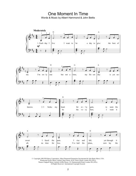 One Moment In Time | Sheet music, In this moment, Digital sheet music