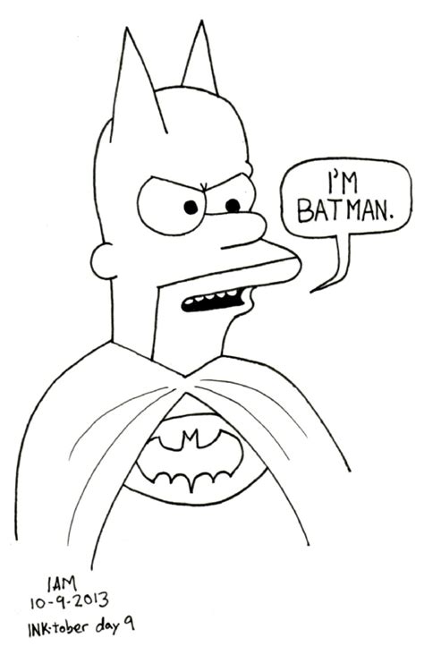 Ink-Tober Day 09 - Homer Simpson as Batman, in Ivan Martin's Miscellaneous Comic Art Gallery Room