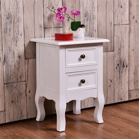 Giantex White Curved Legs Accent Side End Table Modern Nigh stand Bedroom Furniture with Drawers ...