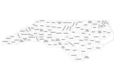 North Carolina County Map with County Names Free Download