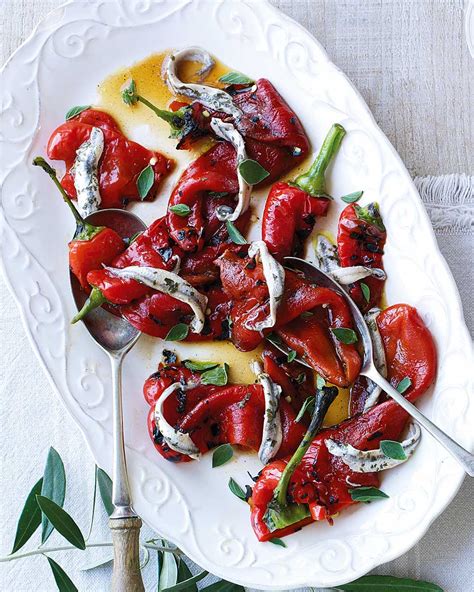 Peppers with roasted garlic, anchovies and basil - delicious. magazine