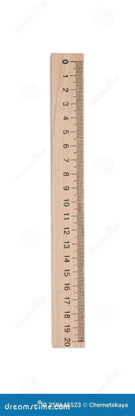 Wooden Ruler with Measuring Length Markings in Centimeters Isolated on White, Top View Stock ...