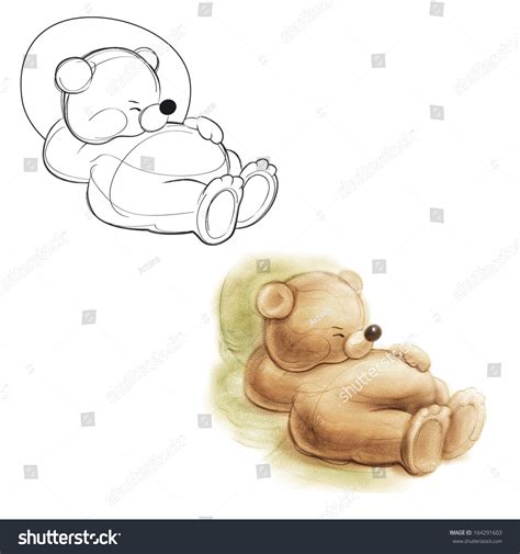 Sleeping Teddy Bear. Drawing Bear. Stock Photo 164291603 : Shutterstock