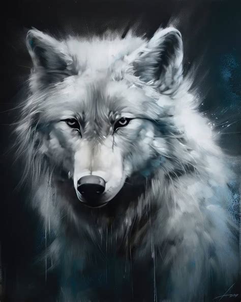 Snow -white wolf Painting by Alexandr Kharitonov | Saatchi Art