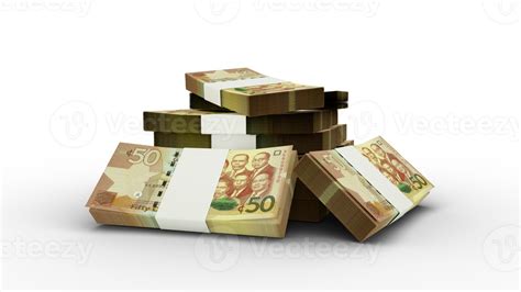 3d rendering of Stack of Ghanaian cedi notes. bundles of Ghanaian ...