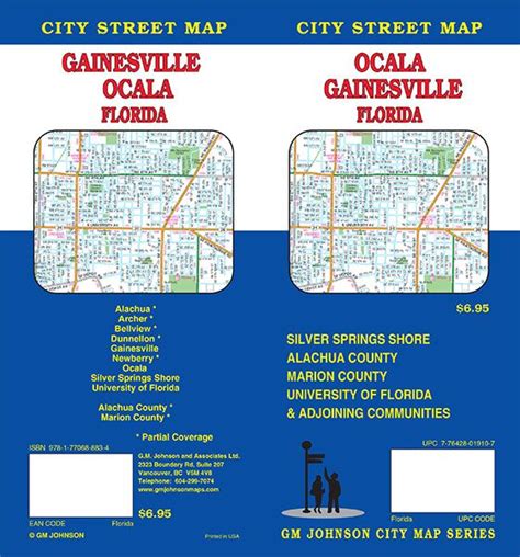 Gainesville / Ocala / University of Florida, Florida Street Map - GM Johnson Maps