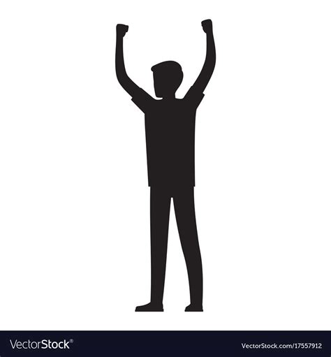 Man raises his hands up silhouette Royalty Free Vector Image