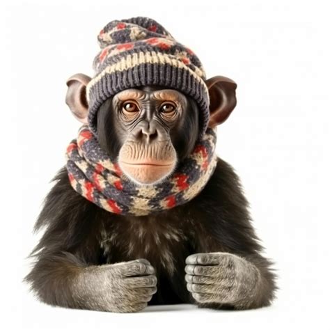 Premium AI Image | a monkey wearing a hat and scarf