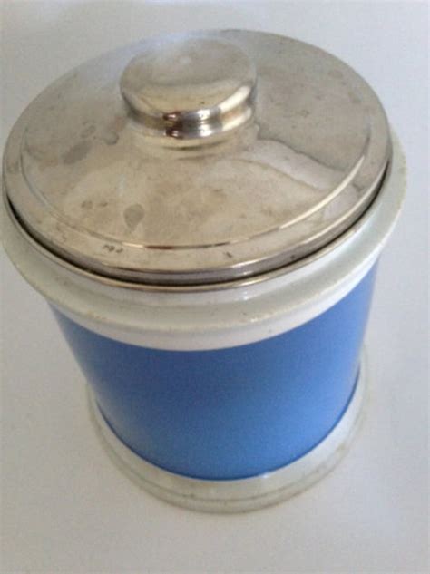 Blue and White Canister With Metal Lid Solid Blue Ceramic Pot - Etsy