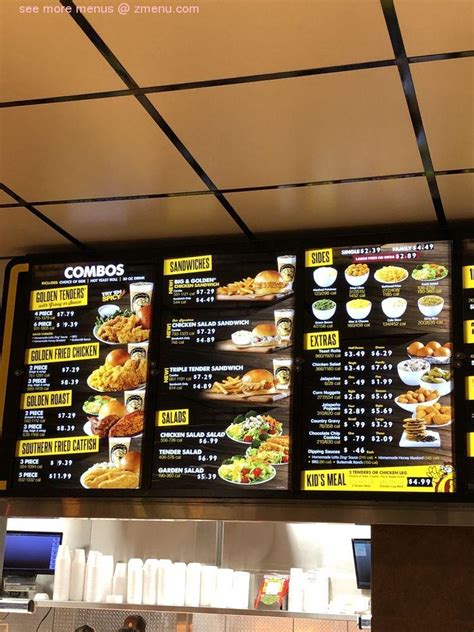 Menu at Golden Chick fast food, Liberty Hill