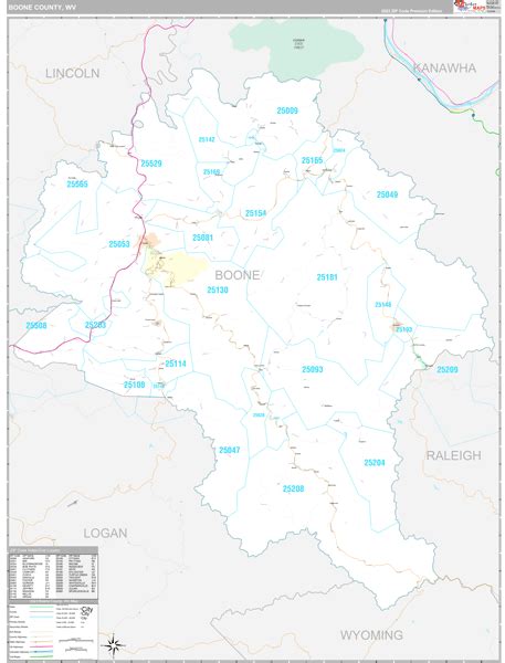 Boone County, WV Wall Map Premium Style by MarketMAPS - MapSales