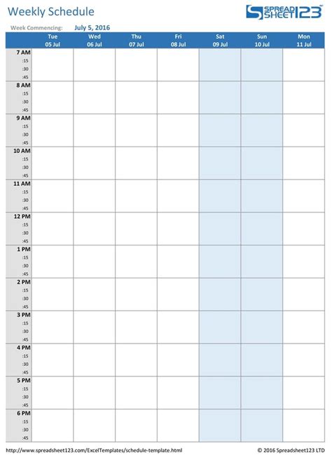 5 Day Week Blank Calendar With Time Slots Printable | Excel calendar template, Weekly calendar ...