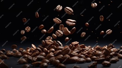 Premium AI Image | Falling coffee beans on dark background