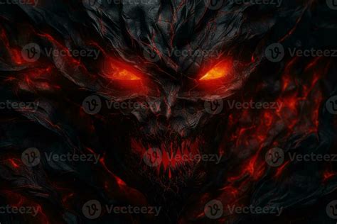 a demon face with red eyes and flames on it generative ai 32119286 Stock Photo at Vecteezy