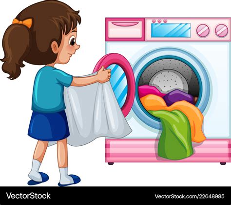 Young girl doing laundry Royalty Free Vector Image