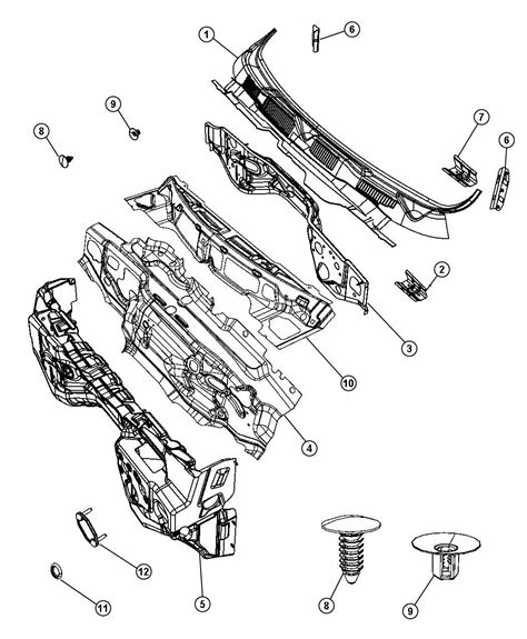 Dodge Ram 1500 Panel. Cowl top. Related, system, wiper - 55112305AD ...