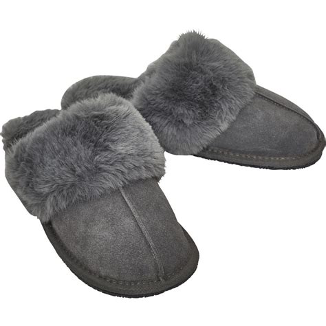 Buy Onfire Womens Suede Mule Slippers Grey