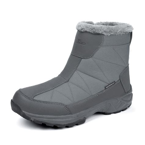 SILENTCARE Men's Warm Snow Boots, Fur Lined Waterproof Winter Shoes ...