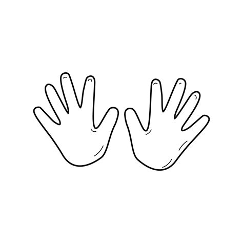 The outline of a person's palms. A hand-drawn doodle sketch element. Palms of a man. The symbol ...