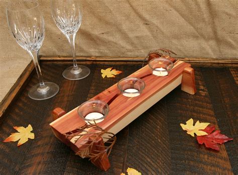 Buy Hand Crafted Modern Rustic Decor Table Centerpiece Wood Tealight ...