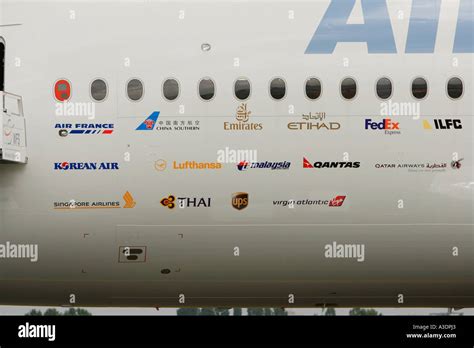 Airbus A380 names of operators buying Stock Photo - Alamy