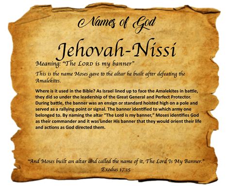 Names of God: Jehovah-Nissi - Wellspring Christian Ministries