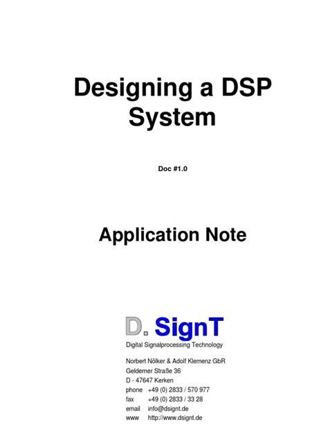 DSP System Design | PDF | Digital Signal Processor | Instruction Set